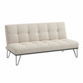 Sofa rozkładana kremowa tkanina poliester stal 190 cm