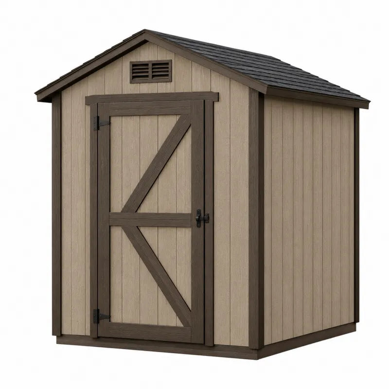 Domek ogrodowy z polipropylenu 240x190x160 cm beżowo-brązowy