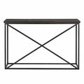 Konsola z czarnym metalowym stelażem i drewnianym blatem 120x40x75 cm