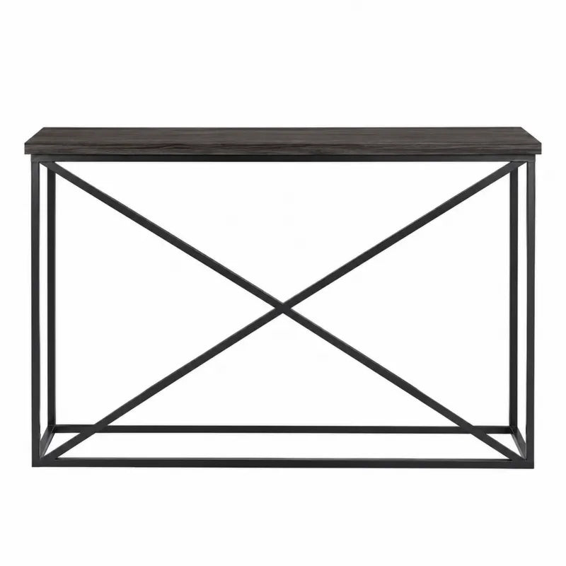 Konsola z czarnym metalowym stelażem i drewnianym blatem 120x40x75 cm