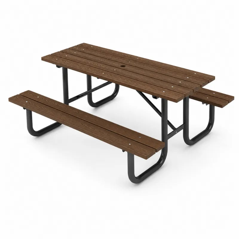 Stół piknikowy metalowy z ławkami 180 cm brązowy