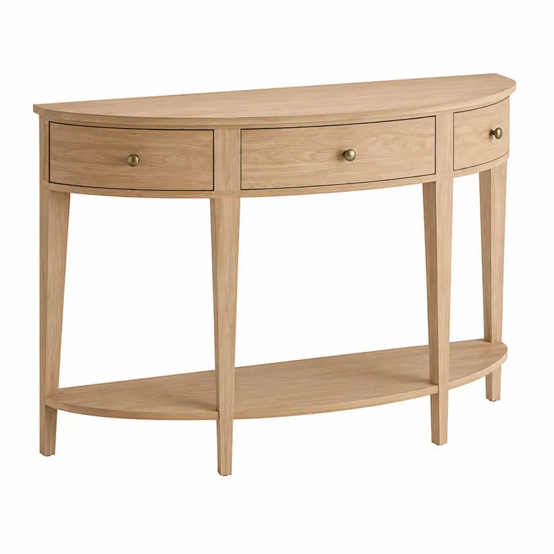Konsola z drewna dębowego z trzema szufladami 120 cm