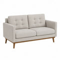 Dwuosobowa sofa z tkaniny lnianej w kolorze beżowym 150 cm