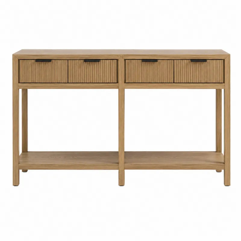 Drewniana konsola dębowa z 4 szufladami, 120 cm