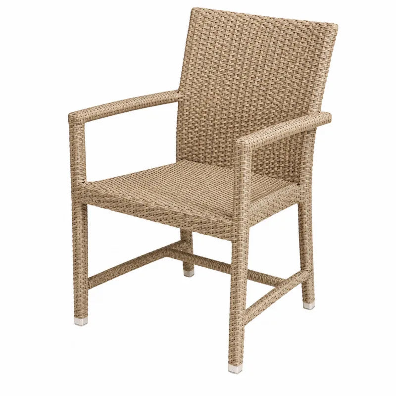 Krzesło z technorattanu na ramie aluminiowej, beżowe