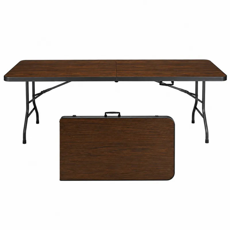 Składany stół prostokątny z płyty MDF i stali 180x75 cm brązowy