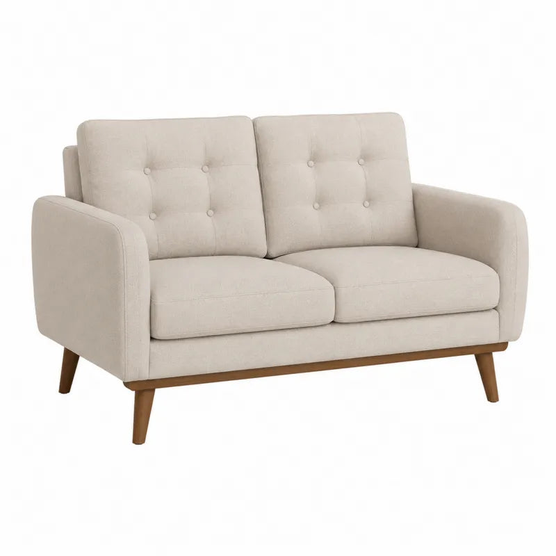Dwuosobowa sofa z tkaniny bawełnianej jasnobeżowa 150x80x85 cm