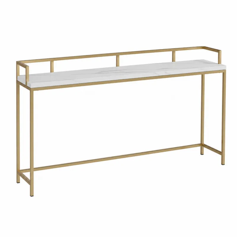 Konsola marmurowa z metalową ramą, biało-złota, 120 cm