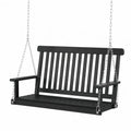 Ogrodowa huśtawka z drewna jesionowego, czarna, 120 cm
