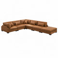 Narożna sofa modułowa z ekoskóry brązowa 300 cm x 220 cm