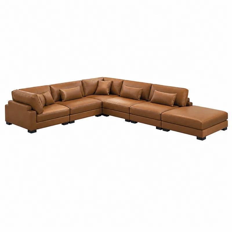 Narożna sofa modułowa z ekoskóry brązowa 300 cm x 220 cm