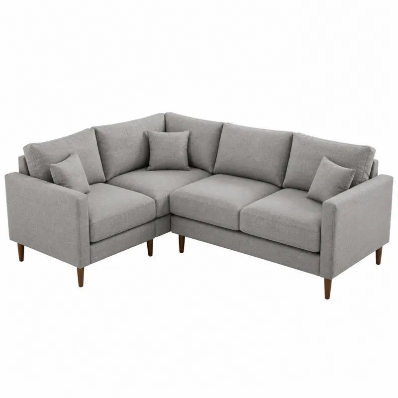 Narożna sofa modułowa z poliestru z poduszkami 230 cm - szara