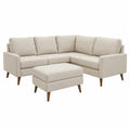 Sofa modułowa z pufą tkanina lniana beżowa