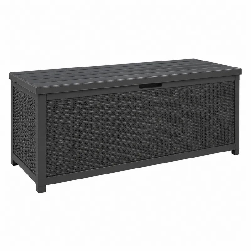 Skrzynia ogrodowa z tworzywa sztucznego imitująca rattan 118x53x45 cm antracyt